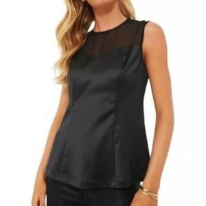 Tuckernuck Satin/Mesh Belle Sleeveless Blouse Top-Women’s M-Black-Formal-Holiday